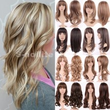 Natural Hair Wig Long Curly Straight Ombre Wigs Women Ladies Cosplay Party Dress