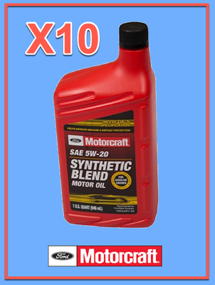 10 X Quarts Oem Ford Premium Synthetic Blend Motor Oil Motorcraft Sae 5w20 Ebay