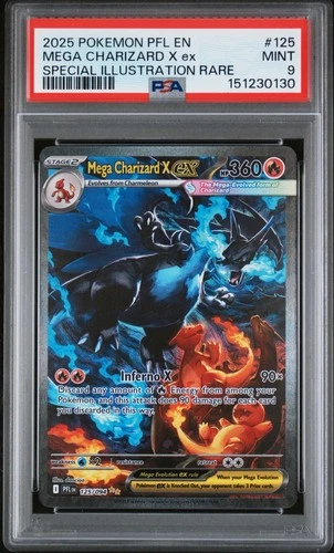 2025 POKEMON PFL SPECIAL ILLUSTRATION RARE #125 MEGA CHARIZARD X EX PSA 9