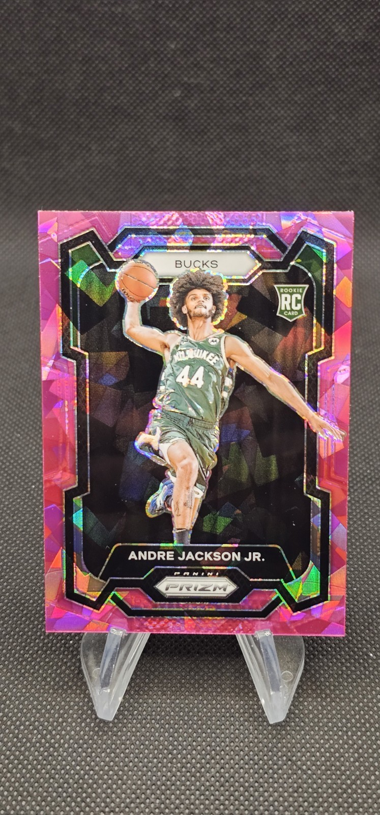 Andre Jackson Jr. 2023-24 Panini Prizm #131 Prizms Pink Ice RC Milwaukee Bucks