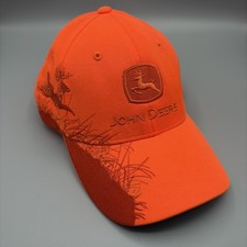Vintage Flourescent Orange Embroidered John Deere Hunting Hat