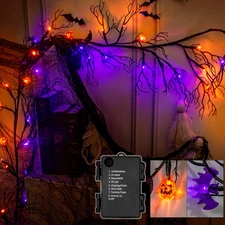 [8 Modes & Timer] 6 Ft 45 LED Halloween Willow Vine Twig Garland Decorations wit