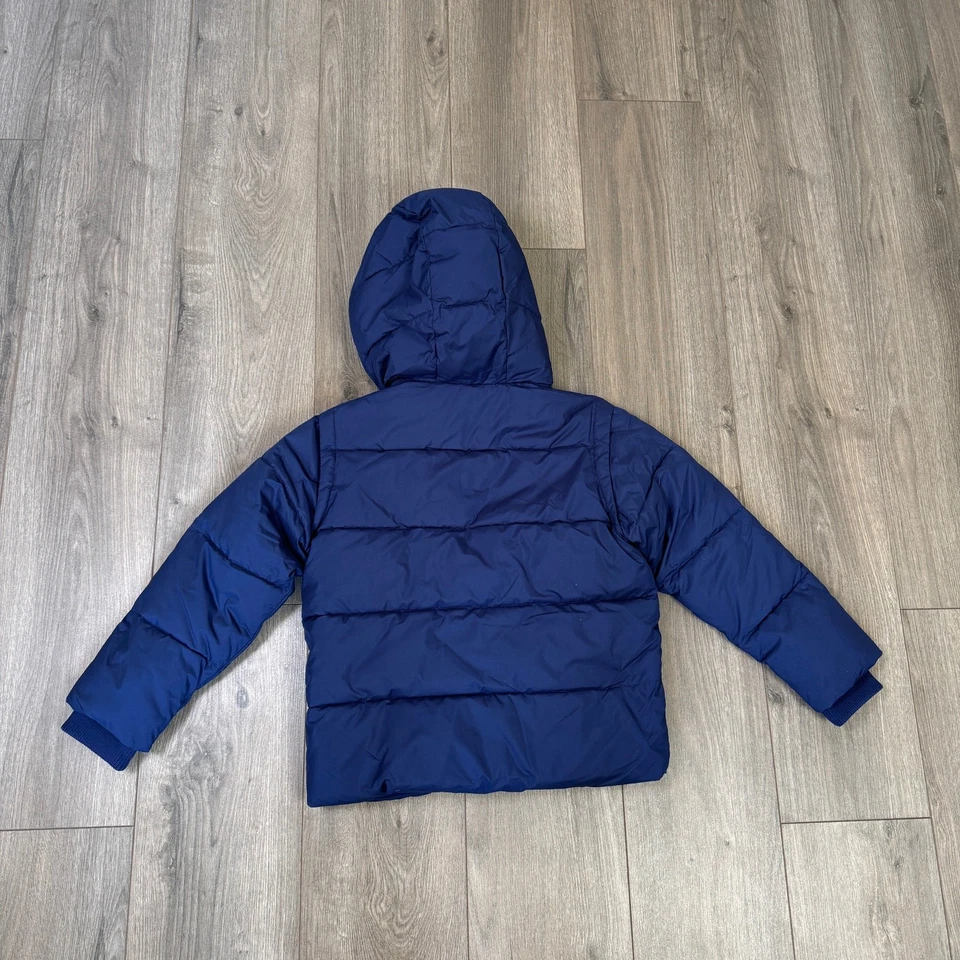 Chaqueta acolchada clásica Crewcuts para niñas M azul con capucha cremallera con PrimaLoft Foto 4 de 4