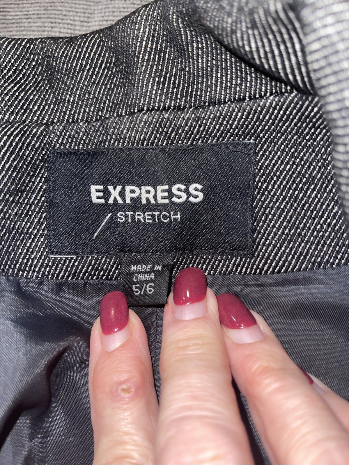 Express Stretch Gray/black three button blazer ja… - image 5