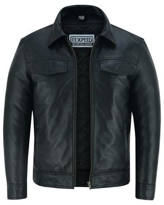 Herren Leder Freizeit Biker Jacke Hemd Weich Motorrad Echt Biker Style Passform