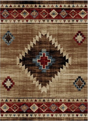 8x10 Southwestern Rustic Lodge Cabin Tribal  Area Rug