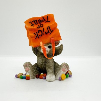 Vtg 2002 Calico Kittens Cat Halloween Trick Treat Bag Candy Sweets Figurine