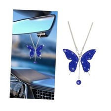 Bling Butterfly Car Rear View Mirror Charms, Crystal Rhinestone Dark Blue