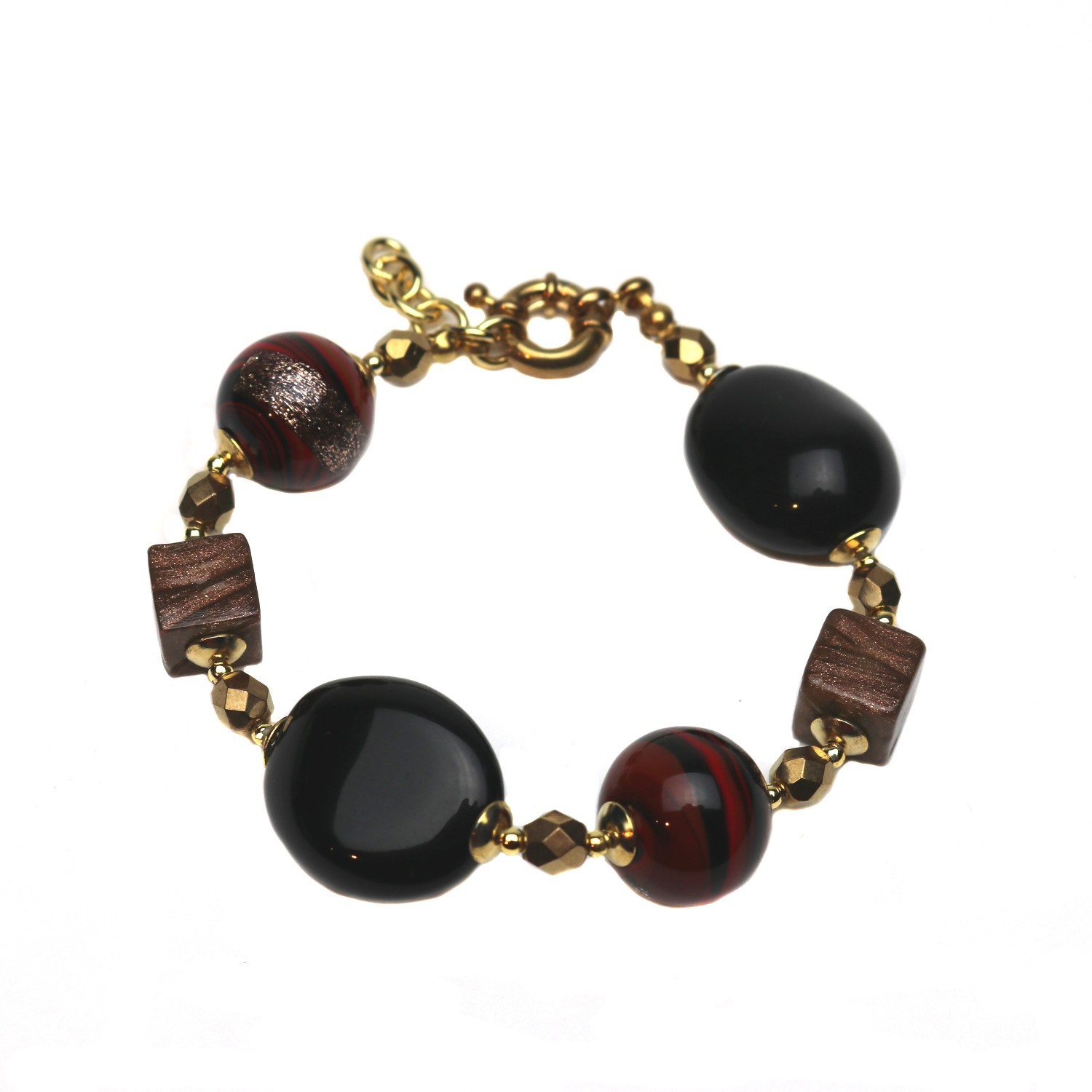 Murano Glass Diva Bracelet Red Black