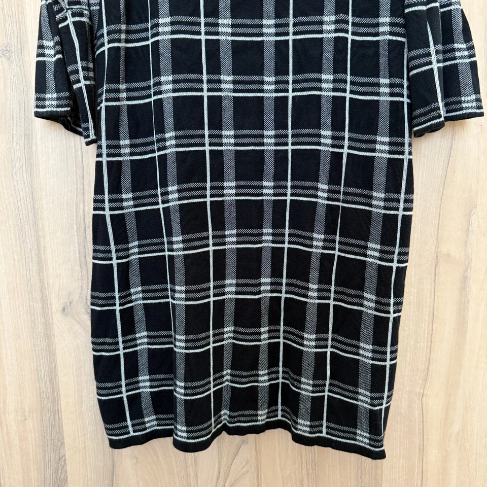 Vestido para mujer NY Collection talla 2X negro a cuadros elástico minimalista elegante preppy Foto 3 de 4