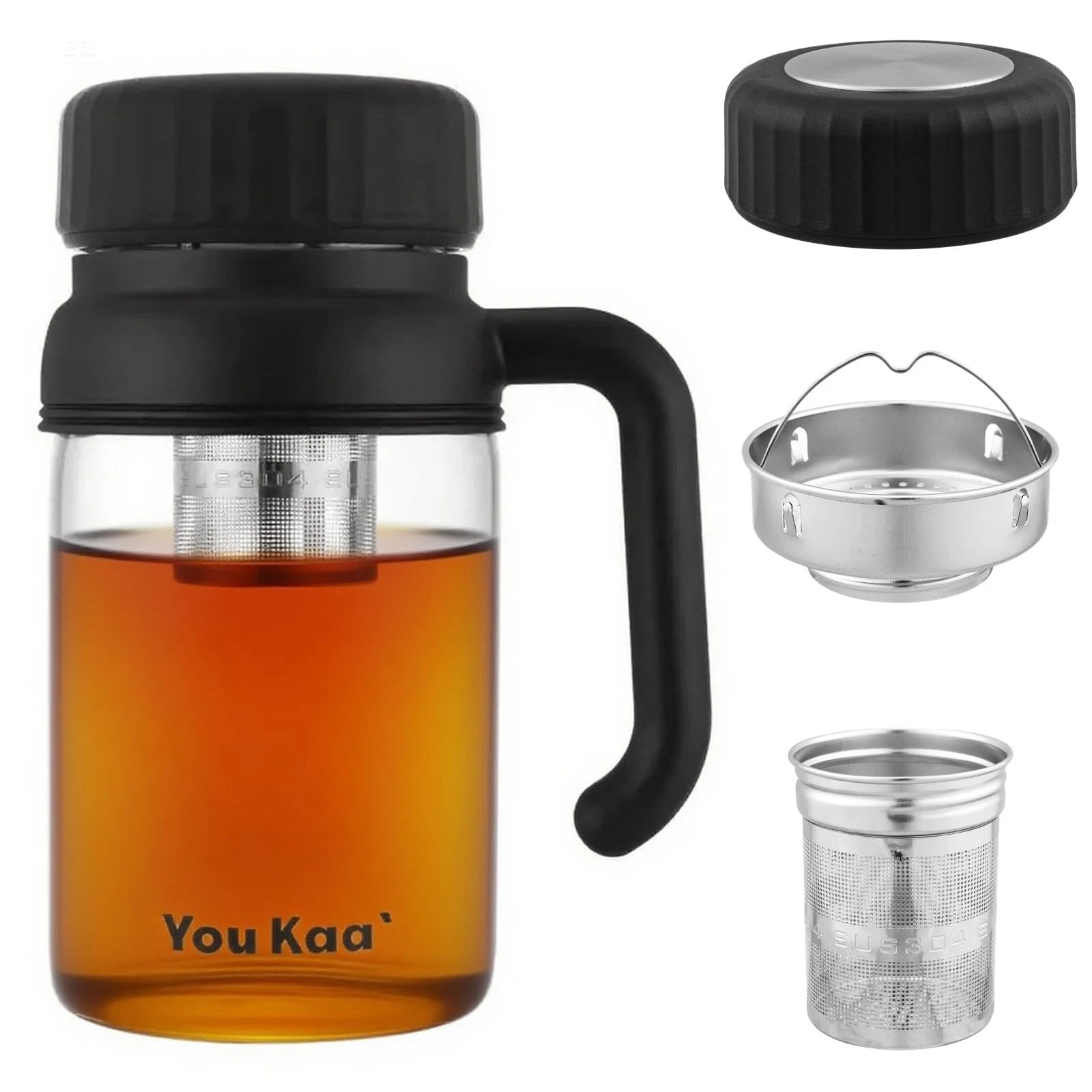 32oz Glass Water Bottle, Tea Bottle with Infuser & Handle, BPA-Free Leakproof...