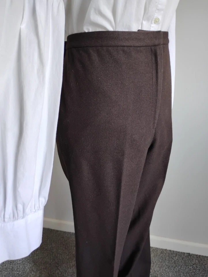 Pantalones de vestir Ann Taylor vintage años 90 mezcla de lana marrón chocolate clásico talla 12 Foto 4 de 4