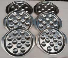 Lot de 6 assiettes à escargots à 12 cavités en inox de fabrication française