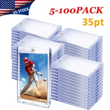 Magnetic Trading Sports Card Holders 35pt One-Touch UV Protection Sleeves Clear