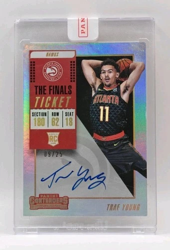 2018-19 Panini Contenders Trae Young Finals Ticket /25 Rookie Auto #142 Encased