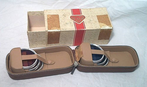 ROLLEI / ROLLEIFLEX BAY III 6 PIECE RED BLUE FILTER SET - MINTY W/ CASE IN OB