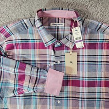  148 NEW Tommy Bahama Stretch Shirt Men XXL Lazlo Cheers Check Festival