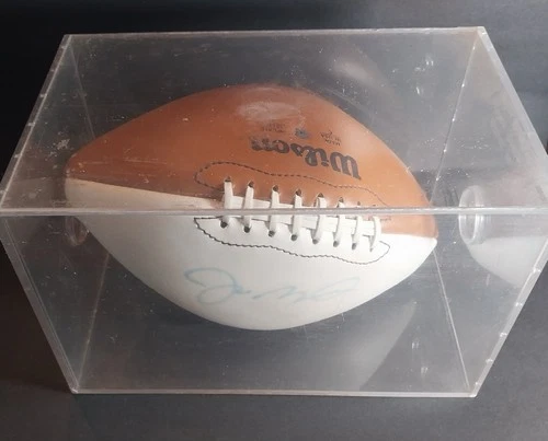 JOE MONTANA Autographed Full Size White Panel Football in Display Case