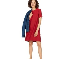 Everlane The Japanese Go Weave A-Line Dress Red Short Sleeve Pockets Size 2