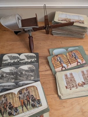 Antique Underwood and Underwood Stereoscope 3D Viewer  140+ cards parks Fairs
