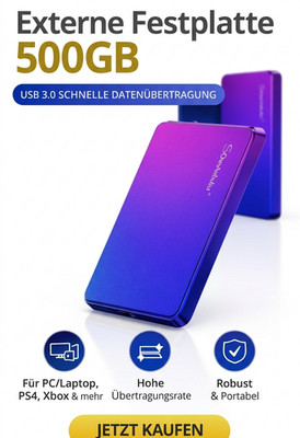 500GB Externe tragbar HDD Memory Festplatte 2.5''Zoll USB 3.0 für Laptop PS4 Xbox