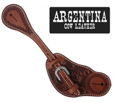 Showman Men's Size Argentina Cow Leather Spur Straps w/ Floral Tooling