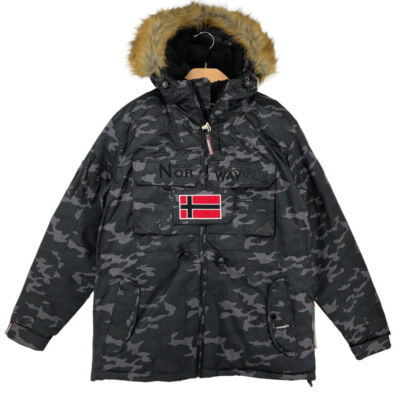 GEOGRAPHICAL NORWAY BENCH CAMO SCHWARZ Jacke Mantel Parka Größe S | eBay.de