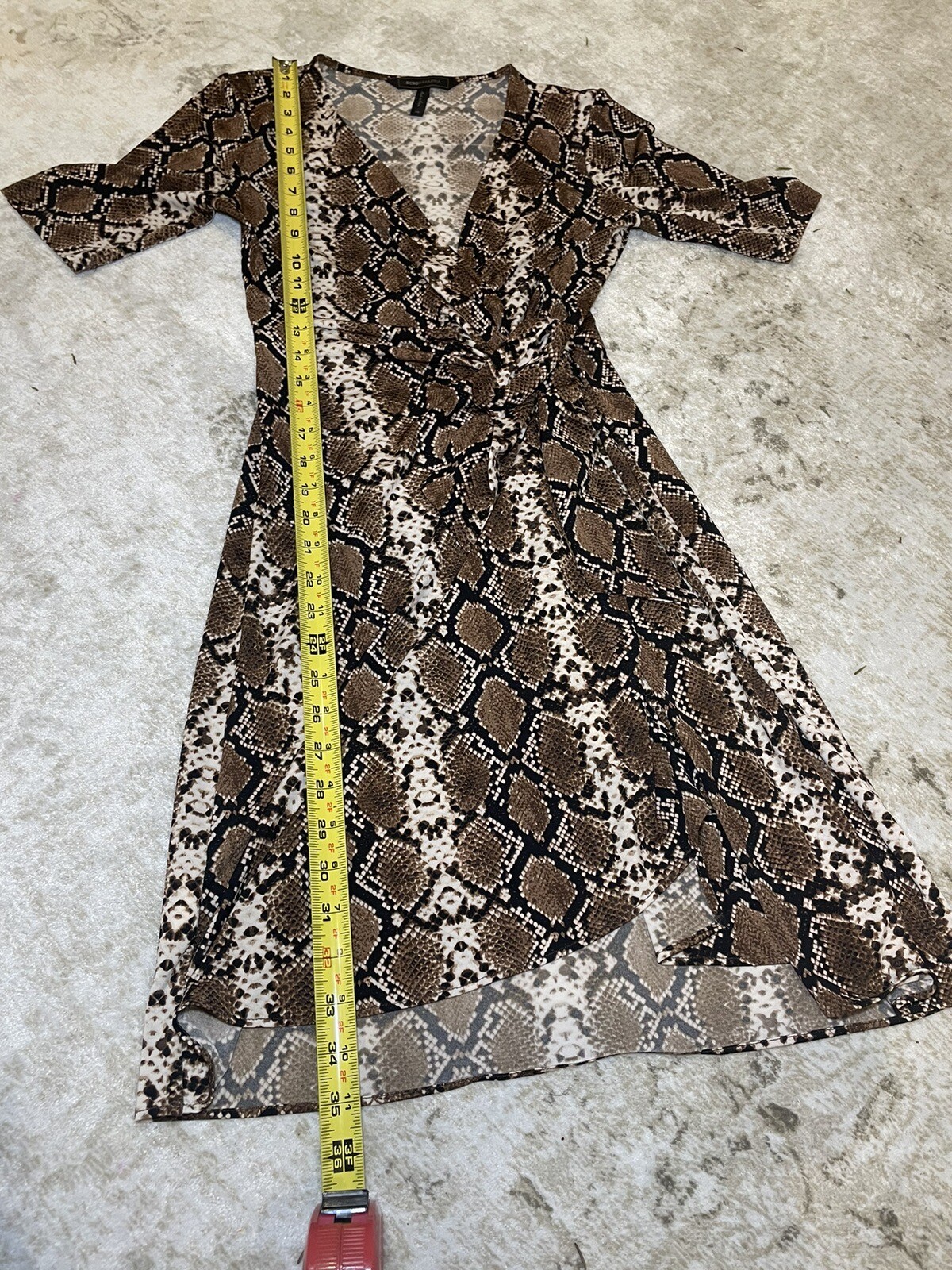 BCBG MaxAzaria Python Snake Brown Black Animal Pr… - image 4