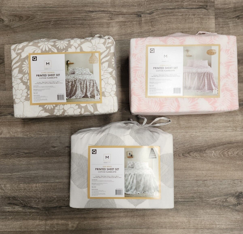 New Moran Home Printed Sheets Set, Super Soft Cotton Queen Flannel, Flannelette - Picture 2 of 11