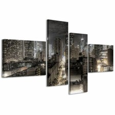 Quadro Moderno 200 x 100 cm Stampa su Tela Canvas 4 pz XXL New york city