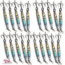 20pcs 2oz Fishing Diamond Jig With Mylar Holographic Laser & a Treble Hook NEW