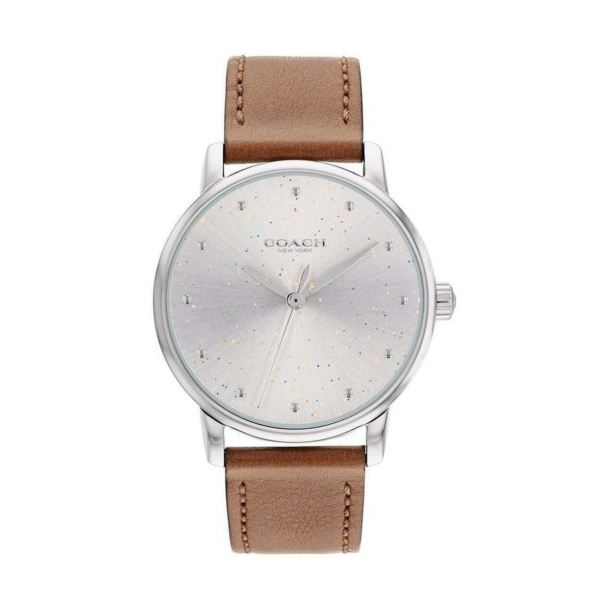 Coach 14503845 Grand Collection Silver Dial Brown Leather 