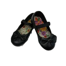 Toddler Girl Size 3 Black Patent Shoes Vintage Bow Slip On