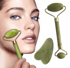 RoselynBoutique Jade Roller and Gua Sha Set Facial Tools Skin Roller / A Secret