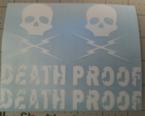 Death Proof decal set. Motorcycle helmet decals, Honda Yamaha Suzuki Harley  - Bild 1 von 5