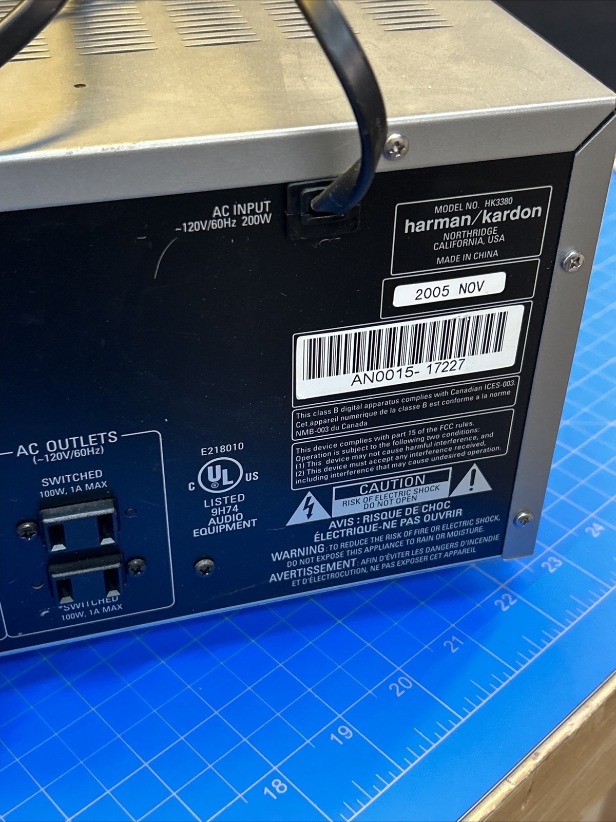 Harman/Kardon HK 3380 Stereo 2 x 80 Watts Stereo Receiver. EXCELLENT