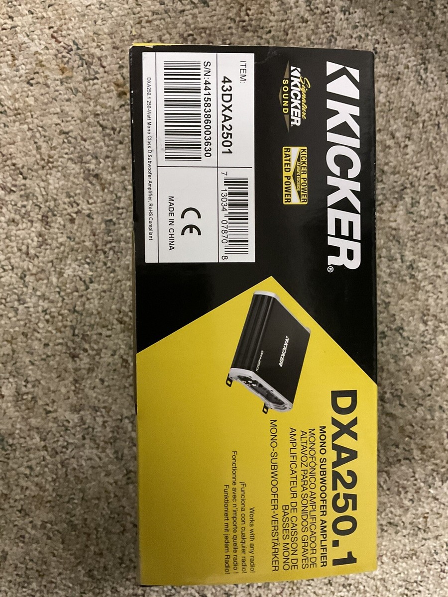 Kicker Mono Subwoofer 500w Amplifier 43DXA250.1 | 2 Ohms 250W RMS