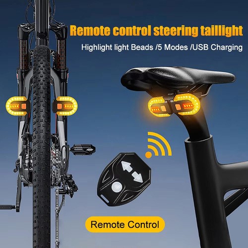 LED Bicycle Bike Indicator Rear Turn Signal Light Wireless Remote Tail light USB - Picture 7 of 11