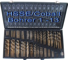 Spiralbohrer Satz Baer Metallbohrer 1 - 13 x 0,5 HSSO/CO Edelstahlbohrer 213tlg