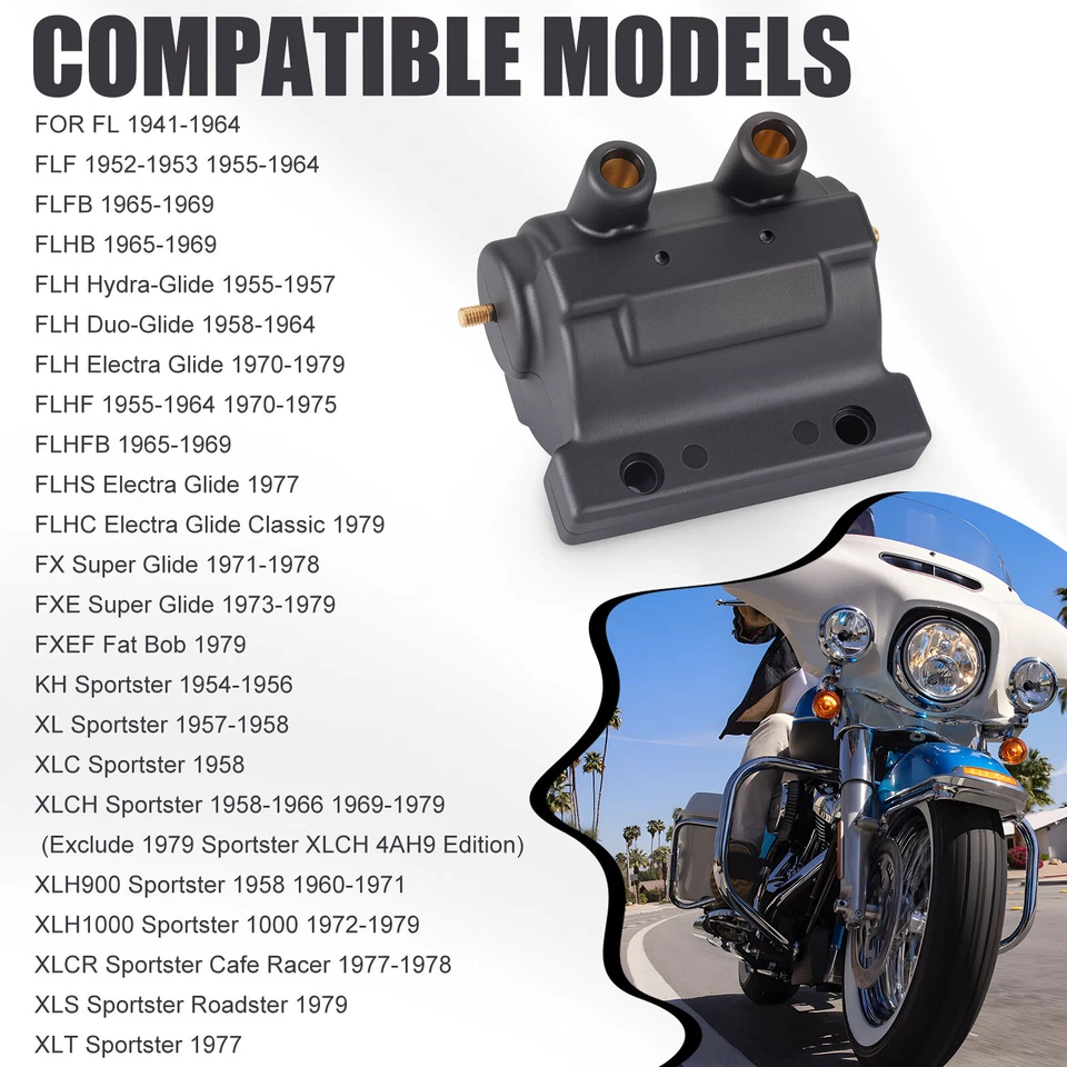 Bobina de encendido 5 ohmios 31609-65A para Electra Glide FLH 1970-1979 FLFB FLHB 1965-69 Foto 4 de 4