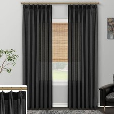 108 Inches Long Pinch Pleated Semi Sheer 40"W x 108"L Pack of 2 Black
