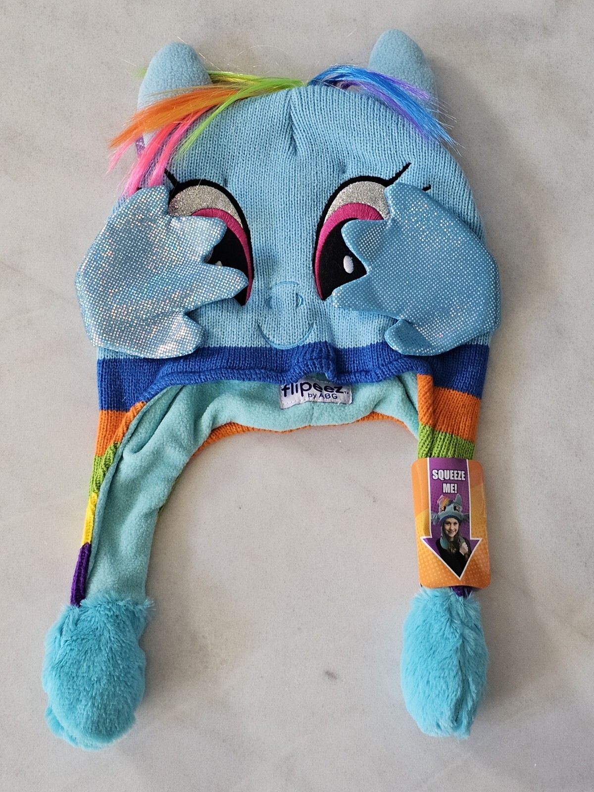 Cappello invernale My Little Pony Flipeez bambini ragazze cruscotto arcobaleno NUOVO con etichette