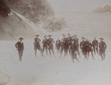c1880 ORIGINAL ALBUMEN PHOTO ALPINE HUNTERS THE ALPS CHASSEURS ALPINS