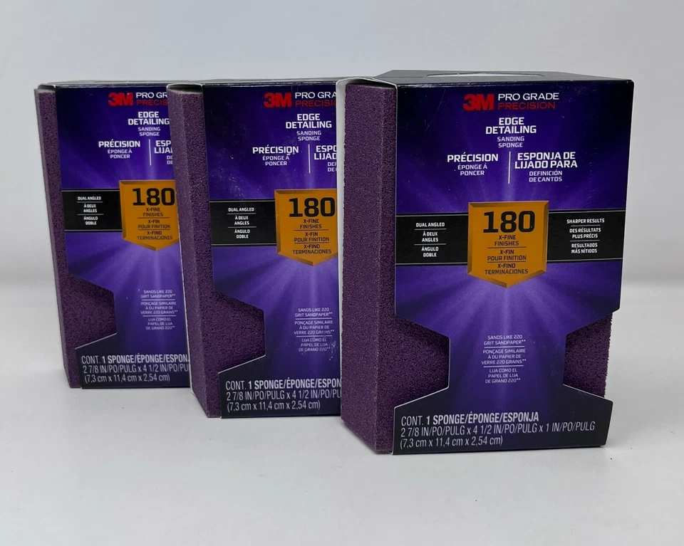 3M 24302TRI-XF-DA 180-Grit Dual Angle Sanding Sponge 4-1/2 Lx2-7/8 W in.(3pck) - Image 3 of 4