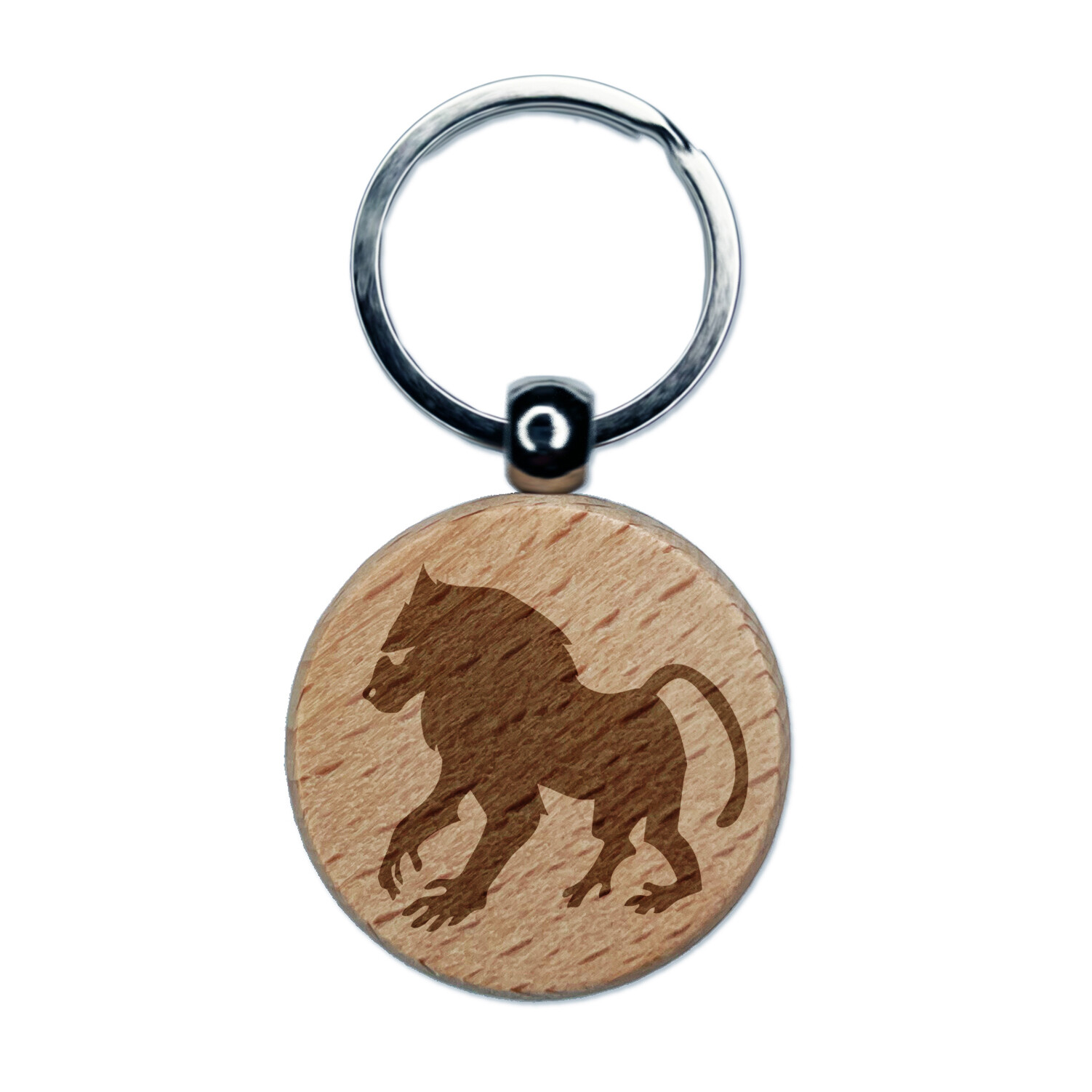 Mandrill Baboon Laser Engraved Wooden Keychain Tag Charm Gift