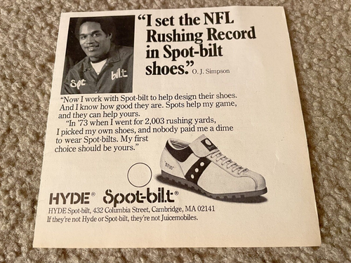 Vintage 1975 O.J. SIMPSON SPOT-BILT SHOES Print Ad 1970s BILLS ...