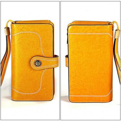 Borgasets Women’s RFID Blocking Leather Clutch Wallet – Vintage Style Card Holder Purse