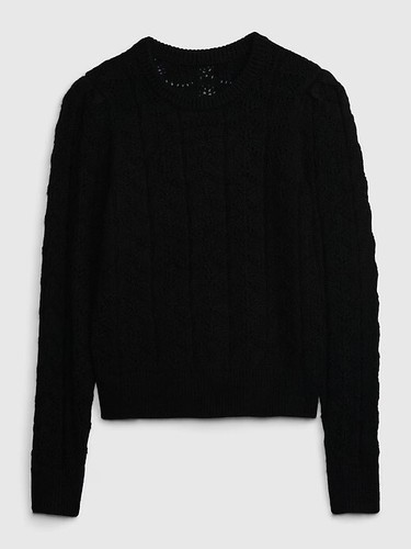 Suéter GAP MUJER Mujer Pointelle Mezcla Algodón Lana XLT XL TALL Negro $89 Nuevo con Etiquetas - Imagen 7 de 14