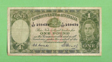 #D383. 1949 to 1952   TYPE COOMBS / WATT  £1  ONE POUND  BANKNOTE  I97 259439