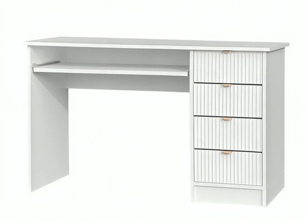 Schreibtisch Computertisch BüRotisch Arbeitstisch Mit 4 Schubladen Weiß 120X55Cm-image